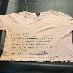 Oversized baby pink flowy crop top